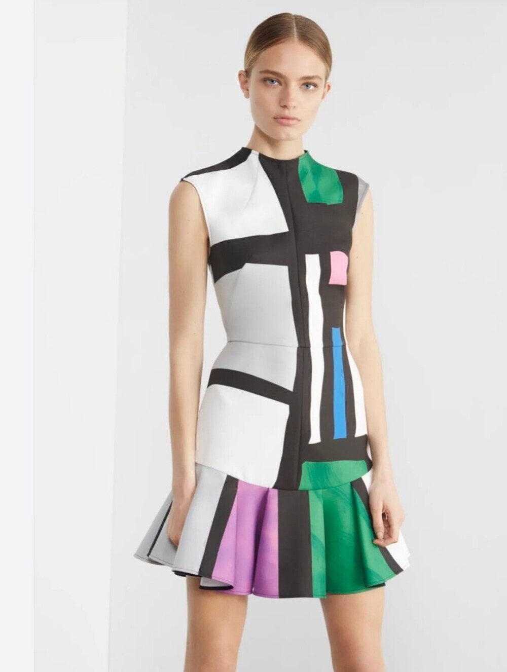 Camilla and Marc Geometric Patchwork Mini Dress Colorblock Sleeveless Shift Sz 4